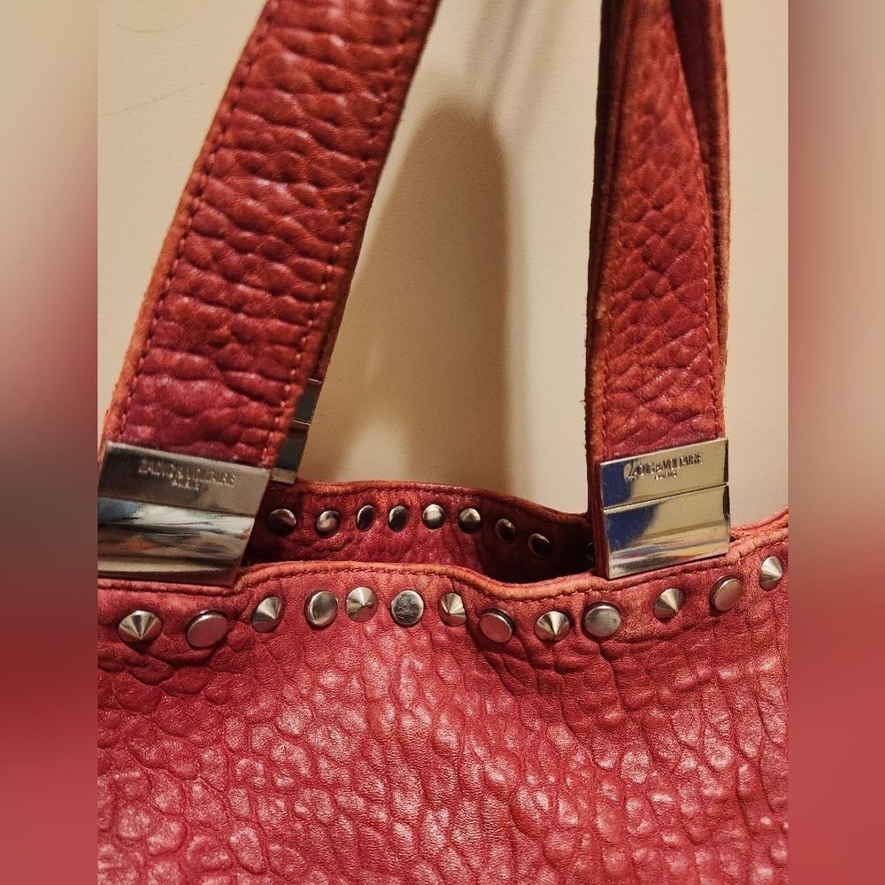 Zadig & Voltaire Red Pebbled Leather Silver Rock Stud Trim Handbag/Tote Ret.$695 - Picture 8 of 15